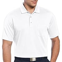 PGA TOUR Men's Short Sleeve Airflux Solid Polo Shirt with Pocket