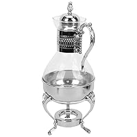 Glass Milk Coffee Bottle Vintage Glass Teapot European Style Heatable Coffee Pot Glass Coffee Kettle for Afternoon Tea Party Supplies (Silver) Glass Cold Water Pitcher