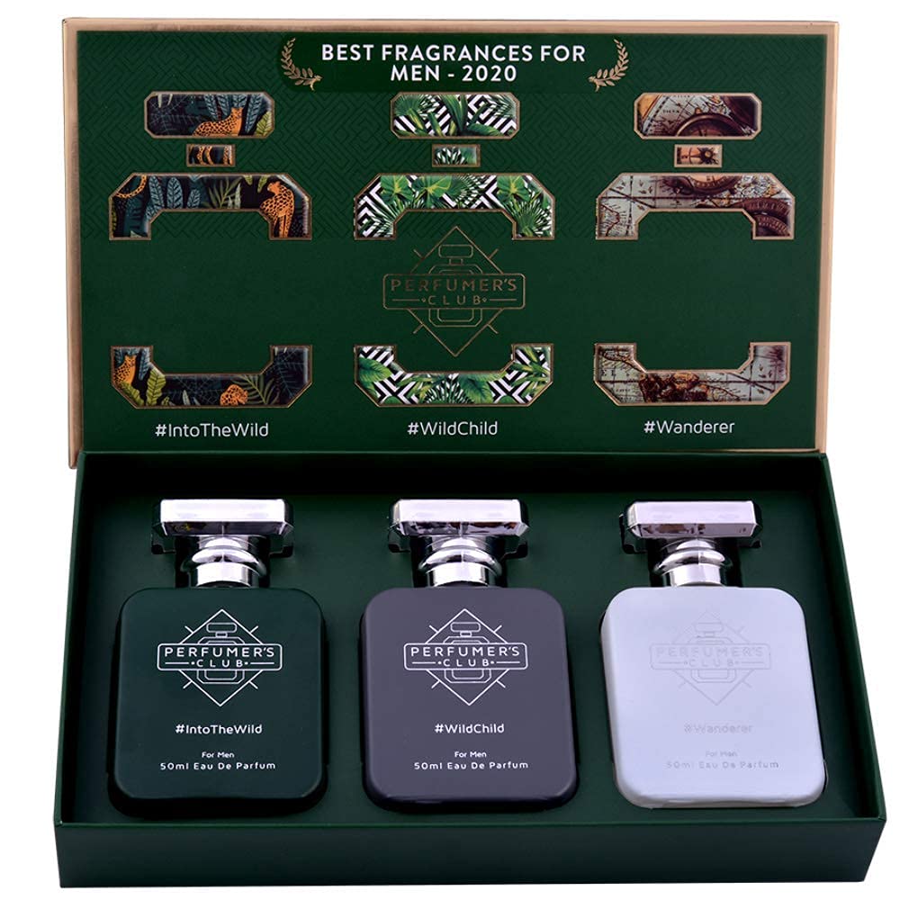 Perfumer's Club Best Fragrance for Men Gift Set of 3(Into The Wild + Wild Child + Wanderer) Upto 24 hrs lasting (Eau De Parfum), 150 ml, Best Gift for Valentine