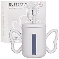 Butterfly Silicone Open Cup/Sippy Cup/Straw Cup with Lid, Baby Feeding Essential for Early Liquid &Solid Food Feeding, Transition Sippy Cup For 6m+Baby Boys, 5oz/180ml, 6M+, Wind Chime