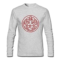 HJGBEDS Mens King Crimson Red Knot Long Sleeve Tees Large Grey