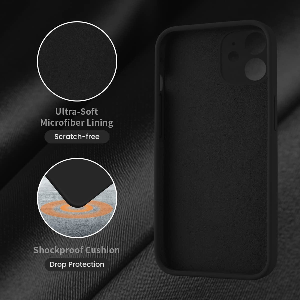 Cordking iPhone 11 Case, Silicone [Square Edges] & [Camera Protecion] Upgraded Phone Case with Soft Anti-Scratch Microfiber Lining, 6.1 inch, Black