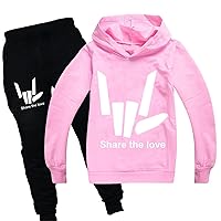 Kids Share The Love Hoodies-Boys,Girls Long Sleeve Pullover and Pants Loose Sweatshirts(9 Color)