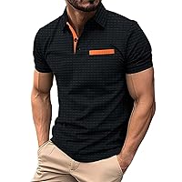 Men's Polo Shirt Short Sleeves Buttons-Down T-Shirt Classic Regular Fit Performance Tactical Shirt with Pocket