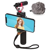 Movo Smartphone Vlogging Kit for iPhone with Shotgun Microphone, Grip Handle, Wrist Strap for iPhone and Android Smartphones for TIK Tok, Vlog, YouTube Starter Kit and Content Creator Kit