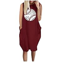 Spring Dresses for Women 2024 Wedding Guest Floral, Women's Baseball Loose Dress Fun Graphic Print Crew Neck T