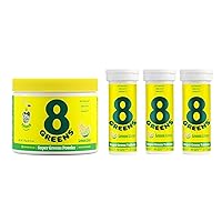 Effervescent Tablets and Super Greens Powder, Supports Digestion & Debloating, Energy & Immune Support,Lemon Lime