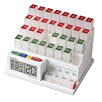 Monthly Pill Organizer System 4 Times a Day, 31 Day Pill Organizer Box, with Talking Alarm Clock Reminding System, Monthly Pill Box for Medications, Vitamins, Daily Supplements