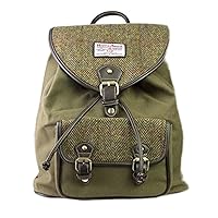 Genuine Harris Tweed & Green Canvas Rucksack / Backpack