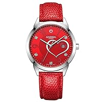 Women's Day Gift Crystal Quartz Watch Red Leather Band Wrist Watches 2601-SL1