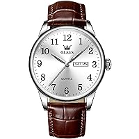 Classic Men's Watch, Casual Brown/Black Leather Strap Easy to Read Quartz Watch, with Date Waterproof Blue/Black/Silver Face Watches for Men