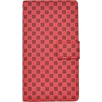 PLATA for Xperia Z5 Compact SO-02H Japanese Ichimatsu Pattern Check Block Stand Case Pouch PU Leather Wallet Case Protective Cover [ red ]