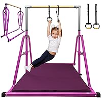 Gymnastics kip Bar,Height Adjustable 3' to 5' and Foldable Gymnastic Equipment for Kids Junior Ages 3-15, Ideal for Indoor and Home Training