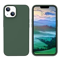 GUAGUA Compatible with iPhone 13 Case 6.1 Inch Liquid Silicone Soft Gel Rubber Slim Thin Microfiber Lining Cushion Texture Cover Shockproof Protective Phone Case for iPhone 13, Dark Green
