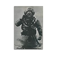 SSDUOKKI 1930s US Navy Deep Sea Diver Black And White Vintage Poster Canvas Wall Art Prints for Wall Decor Room Decor Bedroom Decor Gifts 20x30inch(50x75cm) Unframe-style