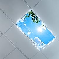Fluorescent Light Covers for Classroom Office - Light Filters Ceiling LED Ceiling Light Covers - 2ft x 4ft Drop Ceiling Fluorescent Decorative - Tree Leaves Sky Clouds Pattern