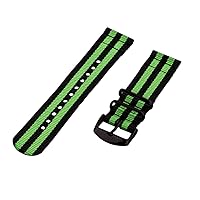Clockwork Synergy - 24mm 2 Piece Classic Nato PVD Nylon Black / Lime Green Replacement Watch Strap Band