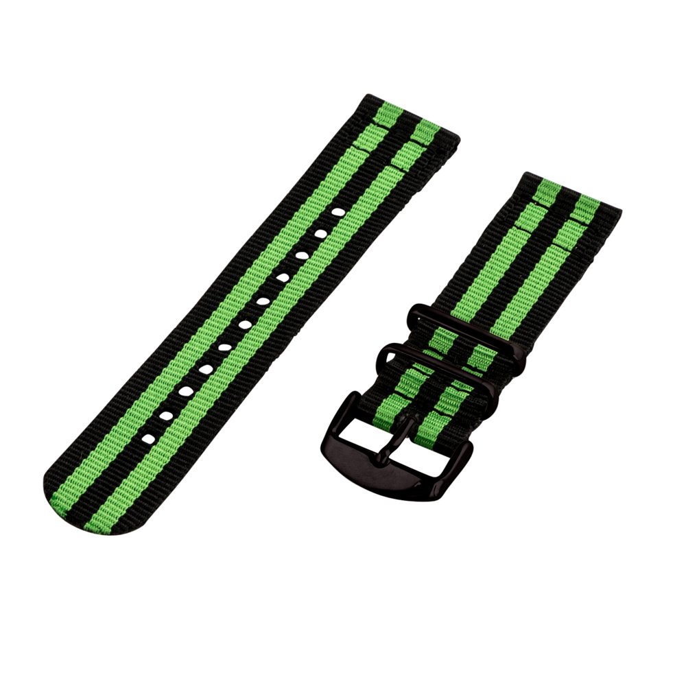 Clockwork Synergy - 20mm 2 Piece Classic Nato PVD Nylon Black / Lime Green Replacement Watch Strap Band