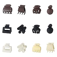 Medium Claw Hair Clips for Women,12Pcs Matte Rectangle Double Row Teeth Ponytail Small Hair Claw Clips for Thin/Medium Fine Hair, Jaw Clips Nonslip Clips Hair Accessories for Women