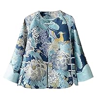 Chinese style traditional hanfu coat long sleeves tangsuits blouse women retro jacquard suits