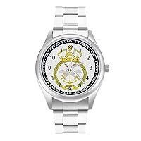 Brunei Flag Logo Fashion Wrist Watch Arabic Numerals Stainless Steel Quartz Watch Easy to Read
