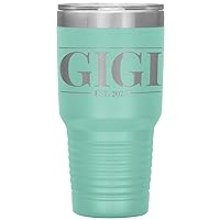 Personalized Gigi Tumbler With Year- Gigi Established Coffee Mug Gigi Gift - 30oz Insulated Engraved Stainless Steel New Gigi Est Cup (Teal)
