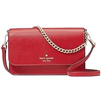 Kate Spade New York Women's Madison Saffiano Leather Small Flip CrossBody Bag, Candied Cherry