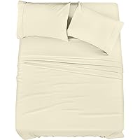 Utopia Bedding Queen Bed Sheets Set - 4 Piece Bedding - Brushed Microfiber - Shrinkage and Fade Resistant - Easy Care (Queen, Ivory)