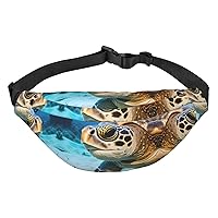 Big Sea Turtle Adjustable Belt Hip Bum Bag Fashion Water Resistant Hiking Waist Bag for Traveling Casual Running Hiking Cycling