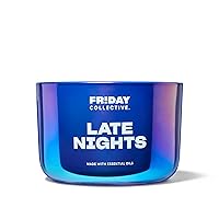Late Nights Candle, Floral Scented, Made with Essential Oils, 3 Wicks, 13.5 oz