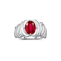 Rylos Solitaire 9X7MM Oval Gemstone Ring with Satin Finish Band Sterling Silver Birthstone Rings Size 5-10