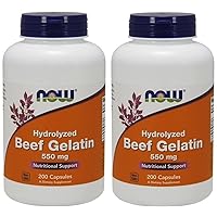 Now Foods Beef Gelatin 550 mg - 200 Caps 2 Pack
