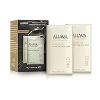 AHAVA Purifying Dead Sea Mud Soap, Duo Set - Face & Body Cleansing Bar to Purify Skin, Enriched with Exclusive Mineral Blend of Dead Sea Osmoter & Dead Sea Mud, 6.8 Oz, Product Appearance May Vary