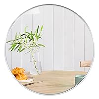 Muzilife 30 Inch Circle Mirror, Silver Large Round Wall Mirror with Metal Brush Framed for Living Room, Bathroom, Bedroom, Entryway