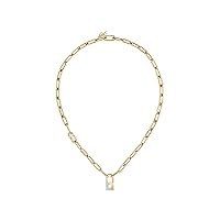 Lacoste Women's Ardor Jewelry Pendant Necklace, Paperclip Chain, Two Tone, Feminine Look For Her
