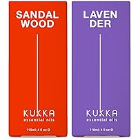 Sandalwood Essential Oils for Diffuser & Lavender Oil Essential Oil for Diffuser Set - 100% Natural Aromatherapy Grade Essential Oils Set - 2x4 fl oz - Kukka