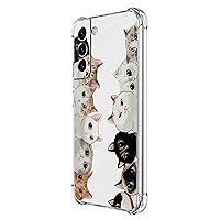 Galaxy S22 Case, White Black Cute Cats Drop Protection Shockproof Case TPU Full Body Protective Scratch-Resistant Cover for Samsung Galaxy S22