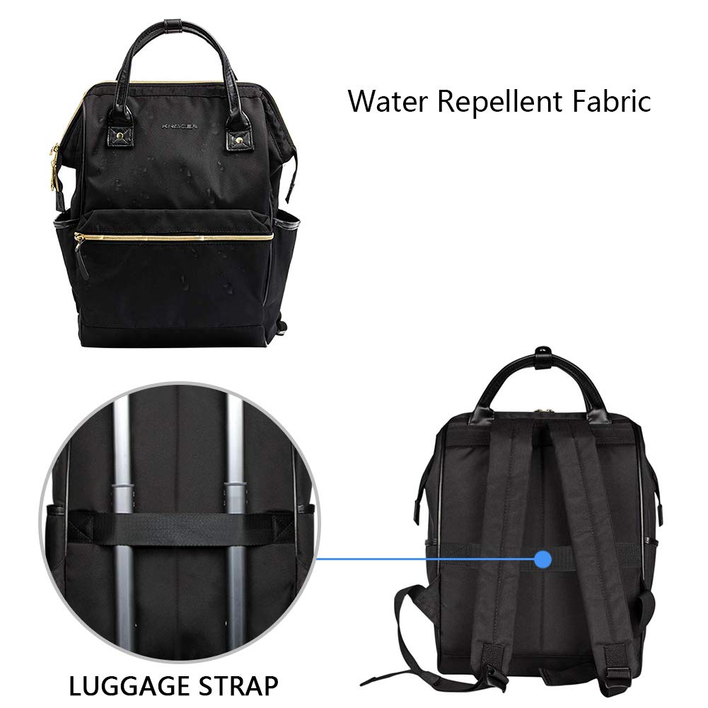 KROSER Laptop Backpack 15.6 Inch Stylish Backpack Doctor Bag Water Repellent College Casual Daypack with USB Port Travel Business Work Bag for Men/Women-Black