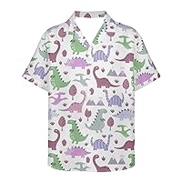 GLUDEAR Men's Dinosaur 3D Print Long Sleeve Dress Shirts Casual Button Down Business Shirt
