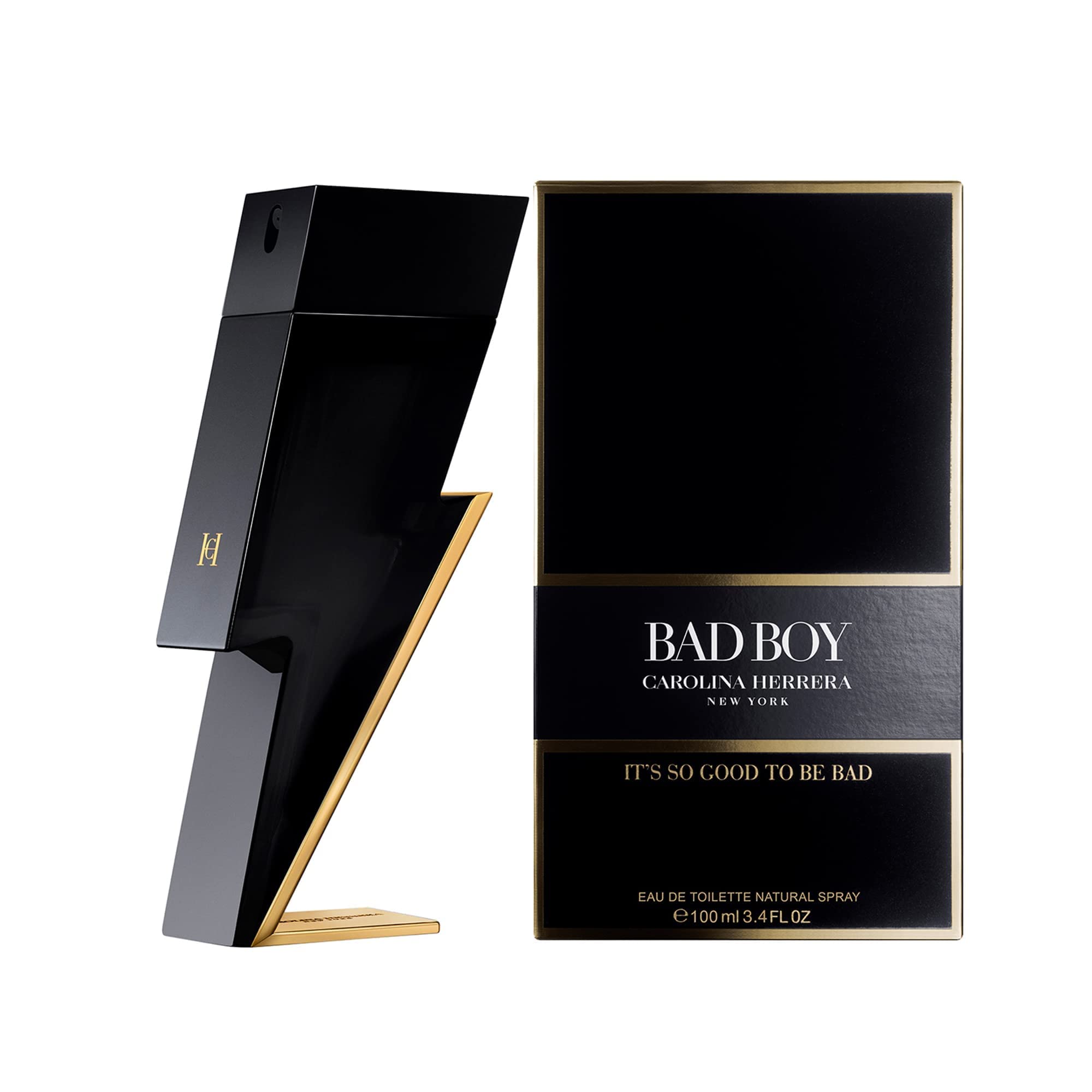 Carolina Herrera Bad Boy Fragrance For Men - Seductive, Masculine Scent - Features Oriental And Spicy Accords - Ideal For Evening Wear - Alluring Notes Of Black And White Pepper - Edt Spray - 3.4 Oz