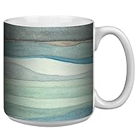 Tree-Free Greetings Extra Large 20-Ounce Ceramic Coffee Mug, Watercolor Waves Themed Shell Rummel Art
