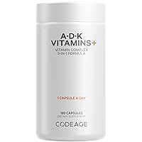 Codeage Vitamin ADK, 6-Month Supply 1 Capsule Per Serving, Immune, Bone & Heart Support, Fat Soluble Vitamins A, Vitamin D3 5000 IU, Vitamin K1 & K2 (MK4 & MK7), A D K Vitamin Supplement, 180 Capsules