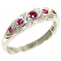 925 Sterling Silver Natural Ruby and Diamond Womens Eternity Ring (0.16 cttw, H-I Color, I1-I2 Clarity)