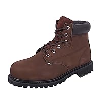Steel Toe Work Safety Boots for Men, Comfortable Wide Work Shoes Durable Leather Non-Slip Oil-Resistant Lightweight Rubber Sole Construction Industrial Electrician Work Boots
