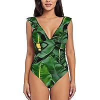 Banana Leaves Swim Suits for Women 2024 - Innovative One Piece Bathing Suits with - Modest and Sexy Women's Swimsuits