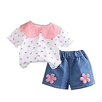 Baby Girl Things Winter Toddler Baby Girl Ruffled Baby Neck Printed Short Sleeve Set Tops Going Home (Red, 6-12 Months)