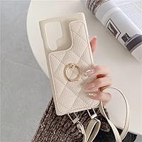 Ring Phone Card Slot Wallet Strap Case for Samsung S24 Ultra S23 FE S22 Plus S21 S20 S10 Note 20 10 8 9 Back Cover,Beige, for Samsung S24 Plus