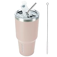 BJPKPK 30 oz Tumbler Cups With Lid And Straw Stainless Steel Double Wall Vacuum Insulated Tumblers For Women and Men Apricot