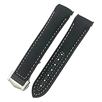 19mm 20mm 21mm 22mm Rubber Watchband Fit for Omega Planet Ocean Diver 300 Silicone Nylon Sports Watch Strap (Color : Black White Nylon, Size : 19mm)