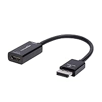 Amazon Basics DisplayPort (Not compatible with a USB port) to HDMI Adapter (4k@60Hz), Black, 9.25 x 0.87 x 0.47 in
